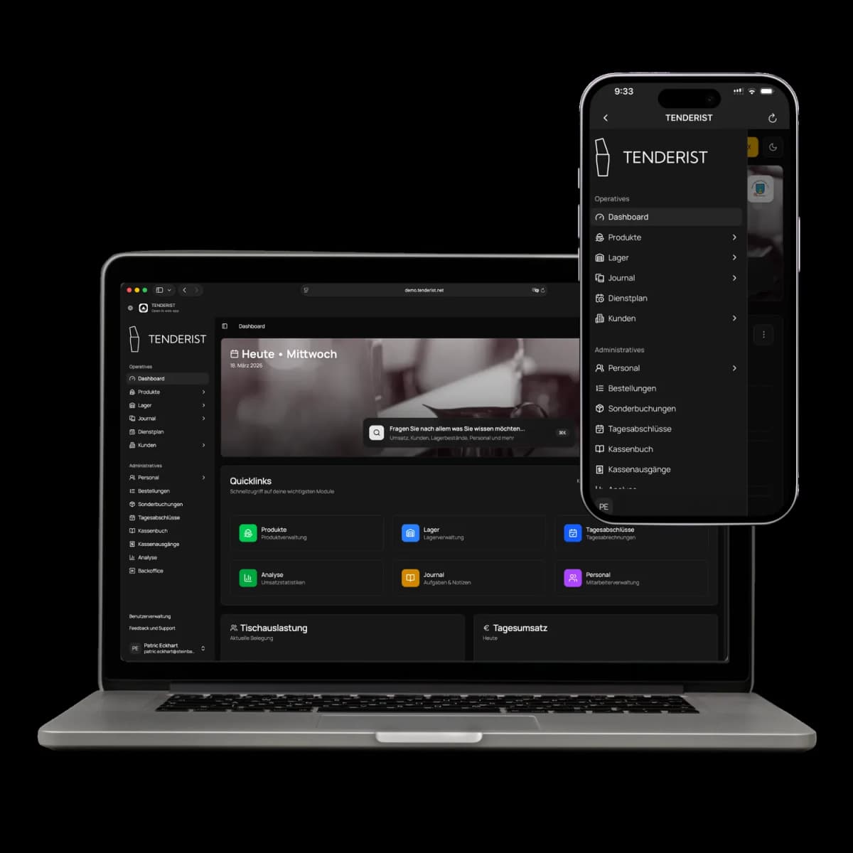 Tenderist auf MacBook und iPhone
